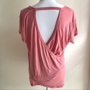 Wrap open back pink active workout tshirt